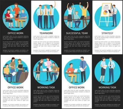 Office Work and Successful Team as Startup Base Stock Illustration