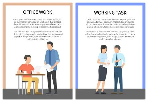 Office Work and Working Task Vector Illustration Illustrazione stock