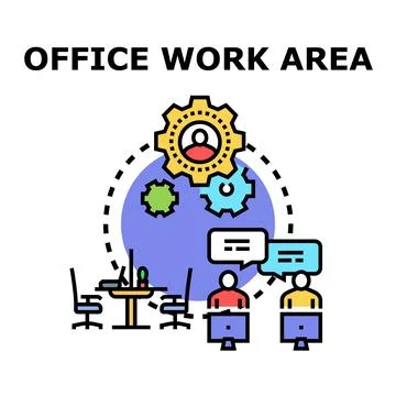 Office work area concept collaborating colleagues イラスト素材