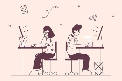 Office work, business, teamwork concept Illustrazione stock