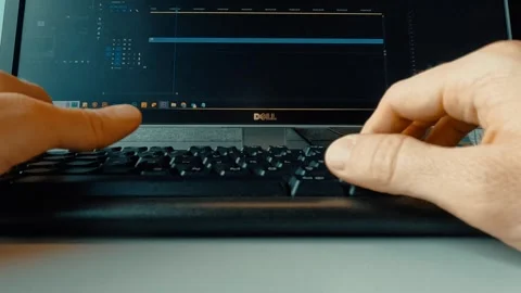 Office Work Close Up Keyboard Using Hand PC Monitor Stock Footage 339967491
