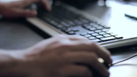 Office work at the computer closeup Stock Footage 55643199