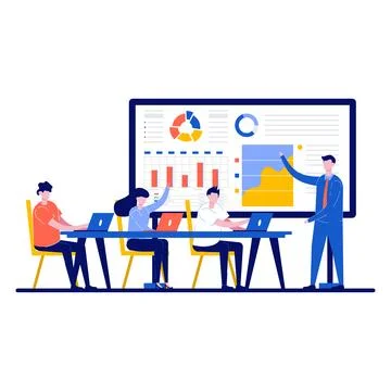 Office work concept with character. Corporate workflow process. Business te.. Stock Illustration