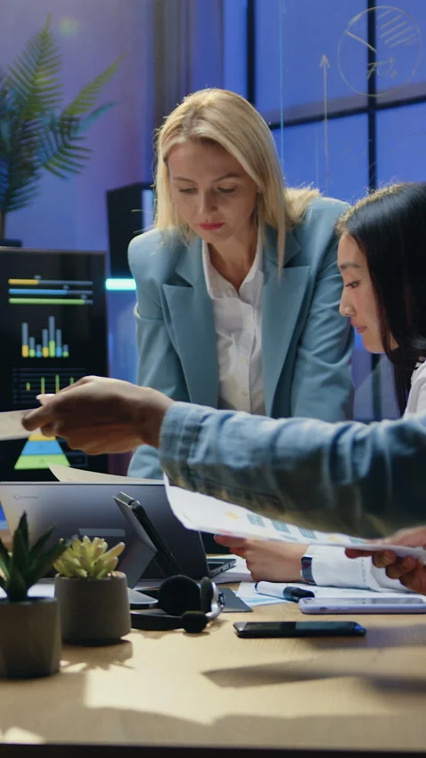 Office work concept where attractive confident smart motivated multicultural wor Stock Footage 329186846