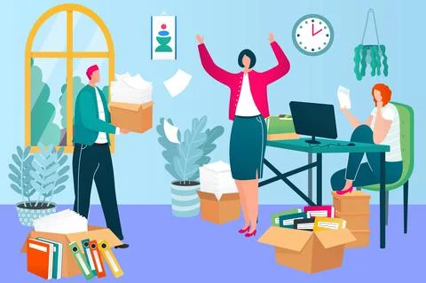 Office work deadline work processes, business people character together labour Stock-Illustration