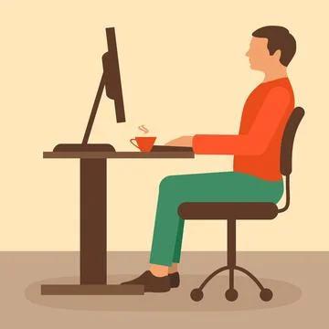 Office work, desk worker, computer Stock Illustration