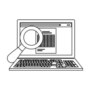 Office work elements black and white Stock Illustration