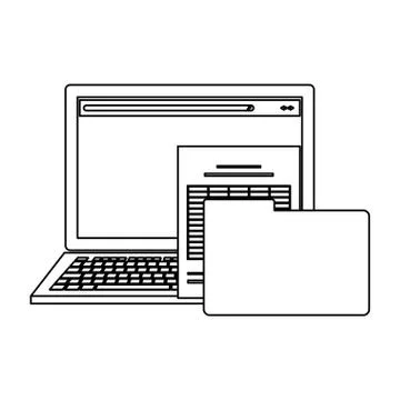 Office work elements black and white Illustrazione stock