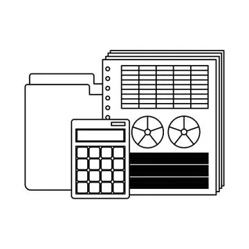 Office work elements black and white 库存插图