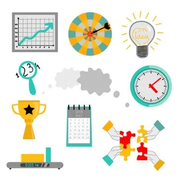 Office work elements set - successful teamwork and management concept isolated イラスト素材