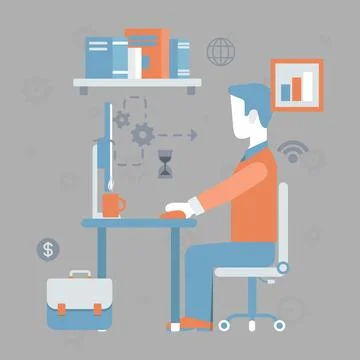 Office work environment teamworking performance Illustrazione stock