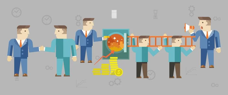 Office work environment teamworking performance Illustrazione stock