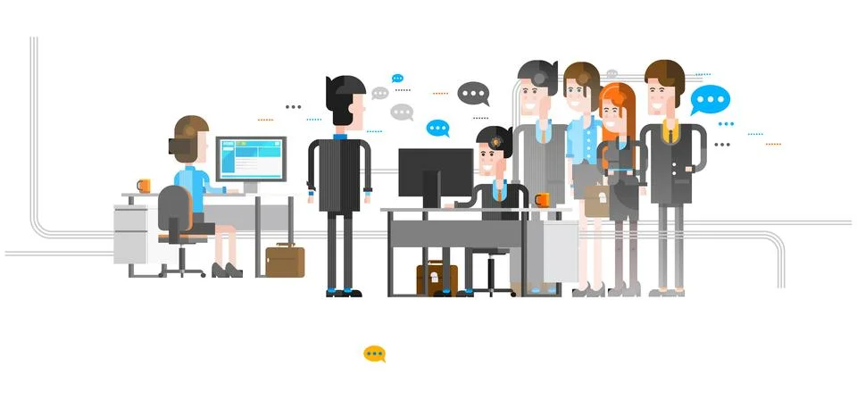 Office work environment teamworking performance Stock Illustration