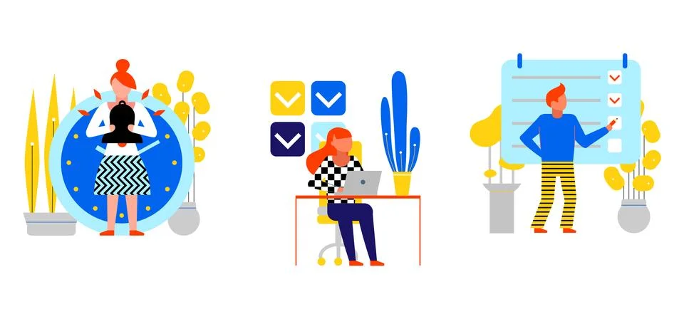 Office work environment teamworking performance Stock Illustration