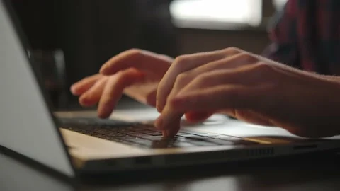 Office work in the evening, typing. Close-up, no face in the frame Stock Footage 162015040