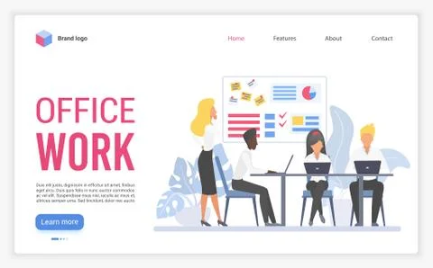 Office work flat vector illustration Ilustração Stock