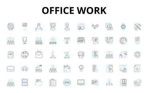 Office work linear icons set. Collaboration, Productivity, Organization Stock Illustration