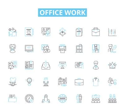 Office work linear icons set. Collaboration, Productivity, Organization Stock Illustration