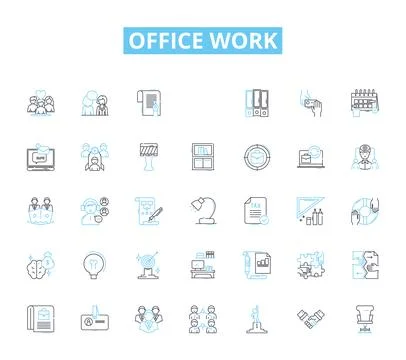 Office work linear icons set. Collaboration, Productivity, Organization Stock Illustration