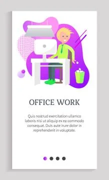 Office Work Man at Workplace Writing on Papers Stock Illustration