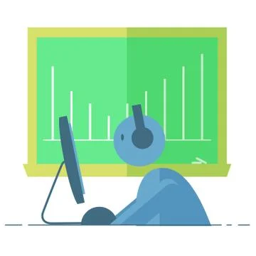 Office work. Office worker at desk in office room. Flat design concept for web Stock Illustration