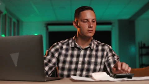 Office Work Overtime. Workaholic Work In Internet Deadline. Stock Footage 202875641