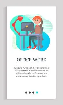 Office Work Person Sitting by Computer Working Ilustración de archivo