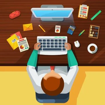 Office Work Place Accountant Flat Banner Stockillustratie