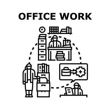 Office work process demonstrating business productivity and organization Stock Illustration