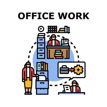 Office work process demonstrating business productivity and organization Ilustração Stock