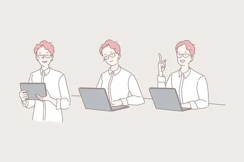 Office work productivity, idea generation concept Stock Illustration