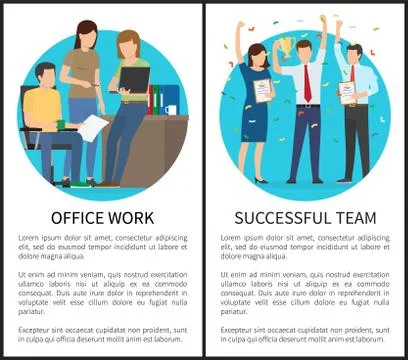 Office Work Successful Team Vector Illustration Illustrazione stock