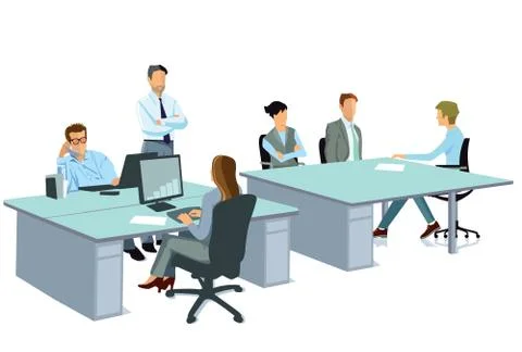 Office work in a team Stock Illustration