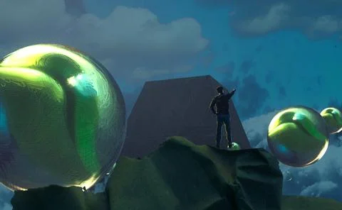 Office work theme. Imaginary world. Alternative realm. Surrealism. Stock Illustration