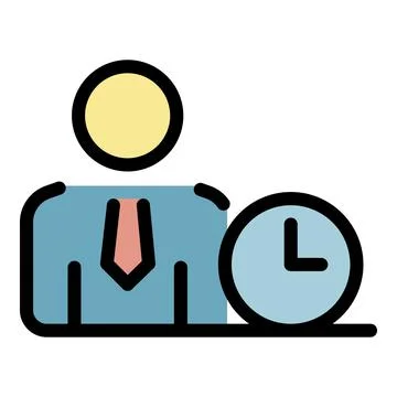 Office work time icon color outline vector Stock Illustration