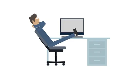 Office work. Using a computer. Animation deadline. Cartoon Stock Footage 125181240
