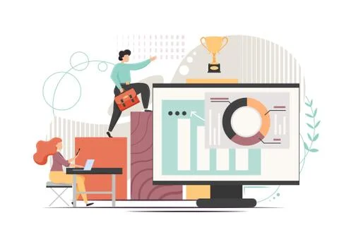 Office work vector flat style design illustration Stockillustratie