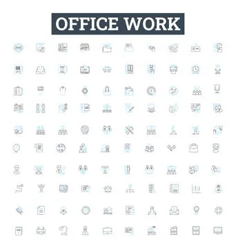 Office work vector line icons set. Office, Work, Documents, Communication イラスト素材