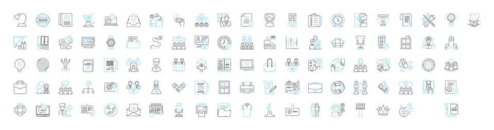 Office work vector line icons set. Office, Work, Documents, Communication イラスト素材