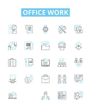 Office work vector line icons set. Office, Work, Documents, Communication イラスト素材