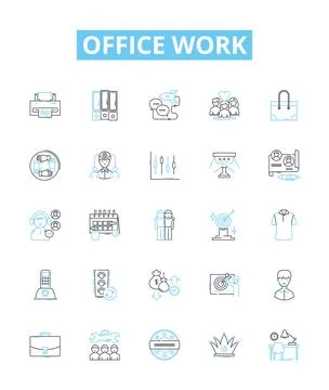 Office work vector line icons set. Office, Work, Documents, Communication イラスト素材