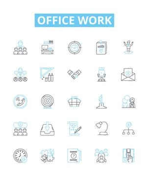 Office work vector line icons set. Office, Work, Documents, Communication イラスト素材