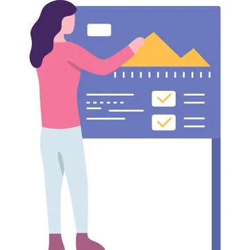 Office worker analyze statistics flat vector icon Stock Illustration