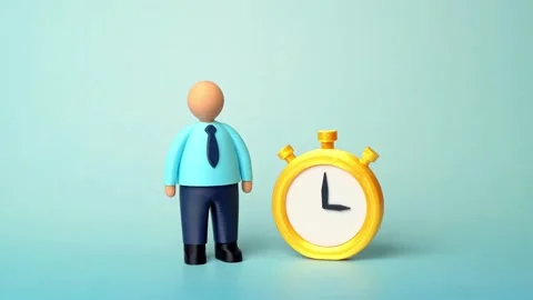 An office worker and a clock. Deadlines and time management. Working hours, Stock Footage 346760837