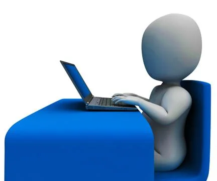 Office worker and computer showing typing Stock Illustration