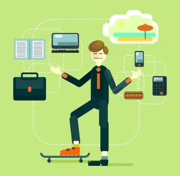 Office worker and holidays Stock Illustration