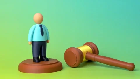 An office worker and the judge's hammer. Protecting workers' rights. Dismissal Stock Footage 346760852