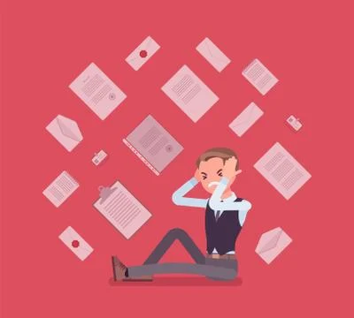 Office worker and paperwork overload Stock Illustration