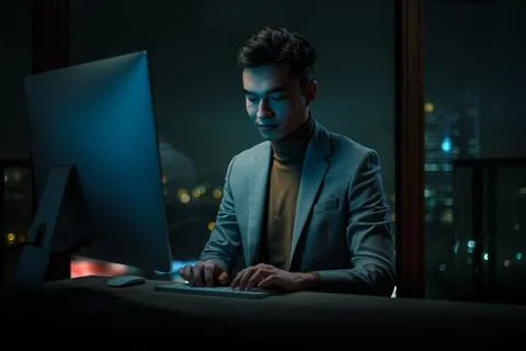 Office Worker Answer Emails on Computer Stock Photos