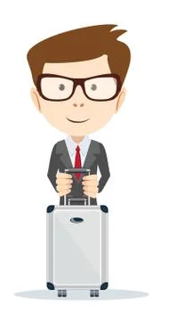 Office worker with a bag for travel, vector illustration Stock Illustration